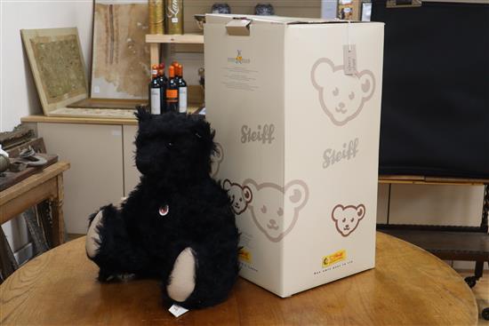 A large Steiff bear, black plush teddy bear (boxed)